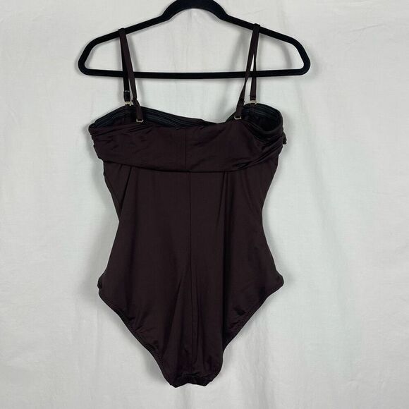 Anne Cole Collection High Cut Chocolate One Piece Swimsuit - Women’s 12 - Picture 2 of 5